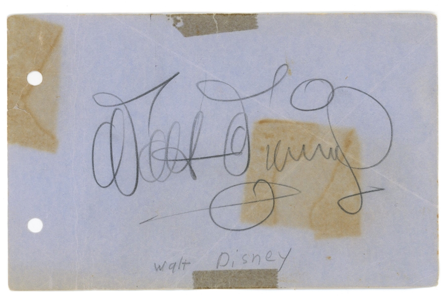 Large Walt Disney Autograph